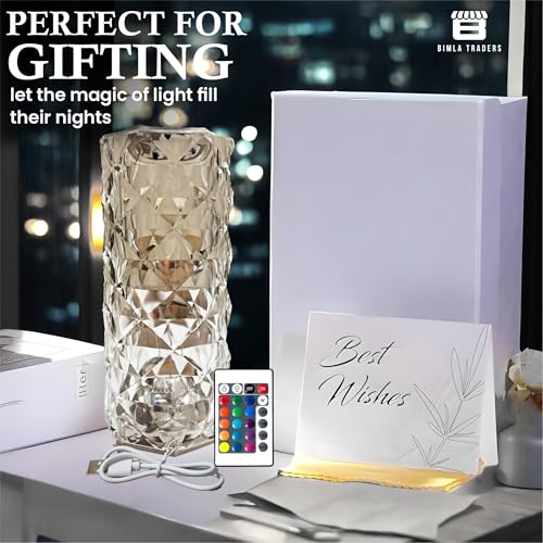 Image of Crystal Table Lamp Color Changing, Diamond & Transparent 3D Light for Bedroom, Living Room, Party Dinner Decor