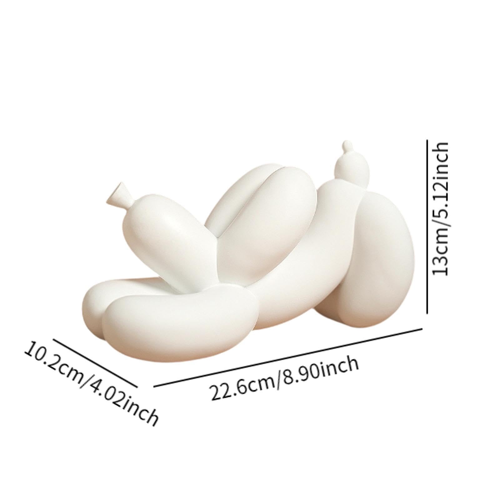 Colcolo Statue de Chien en Ballon, Ornement de Bureau, Jolie Sculpture Artisanale en résine à Collectionner, Figurine pour Chambre à Coucher, bibliothèque, Blanc