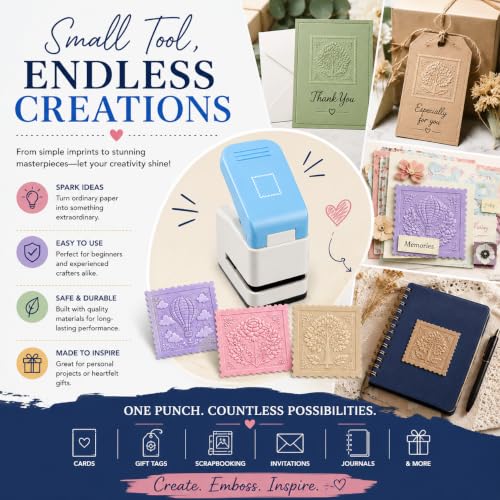 Image of 3x2.5 Cm Big Embossing Stamp Punch for Arts Crafts Scrapbooking DIY Projects | Postage Stamp Shape Paper Cutter for Journaling, Gift Tags, Photo Decoration, Card Making Supplies