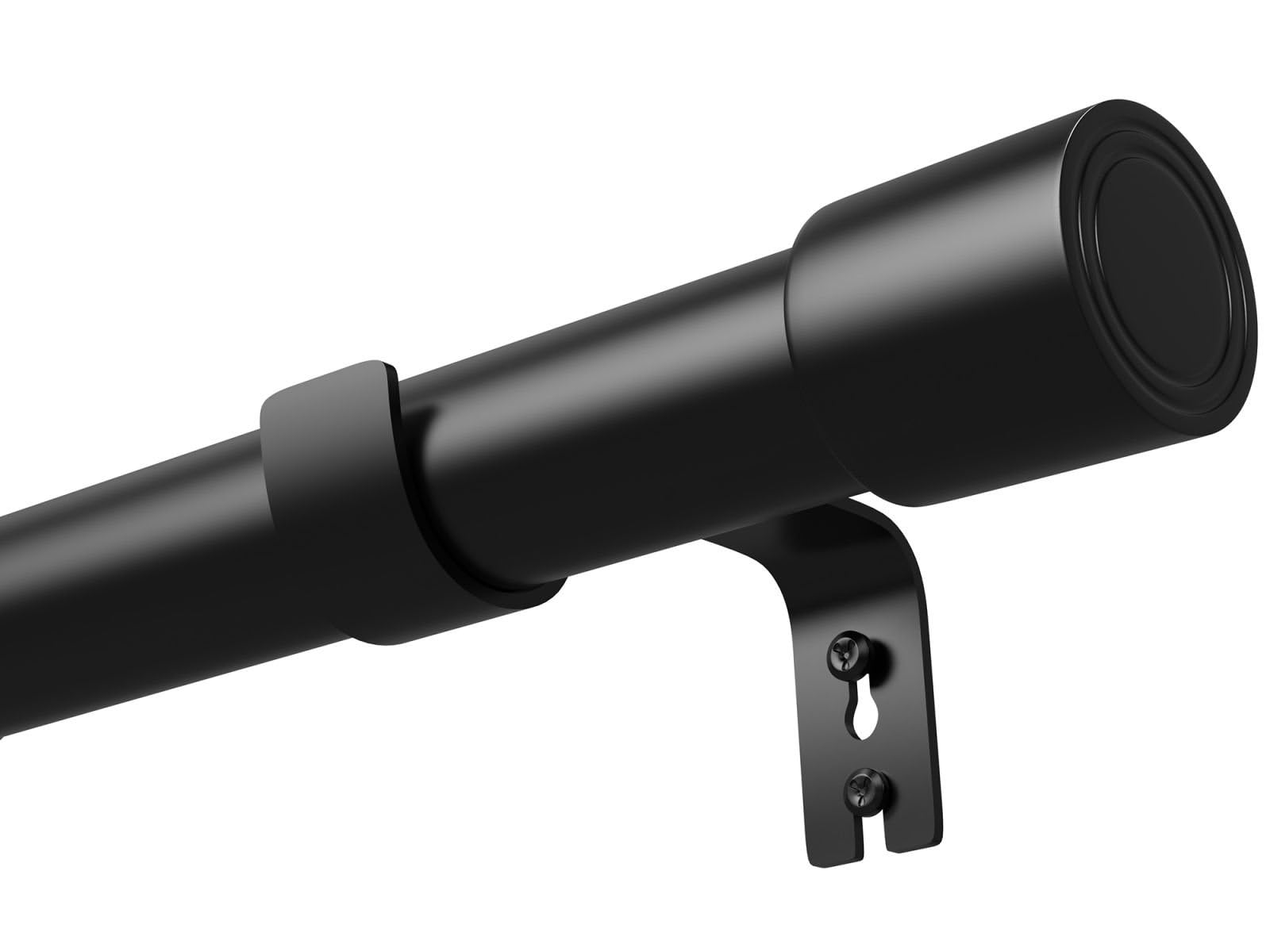 Venwemong Extendable Curtain Pole,Fittings Set Window Pole Adjustable Single Curtain Rod Heavy Duty with Cap Finials(Black,185-310 cm/73-122 in)