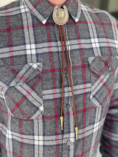 Image of Jeilwiy Bolo Tie for Men, Western Cowboy Golden Longhorn Bull Eagle Horse Cowboy Hat Bolo Necklace Leather Necktie for Women