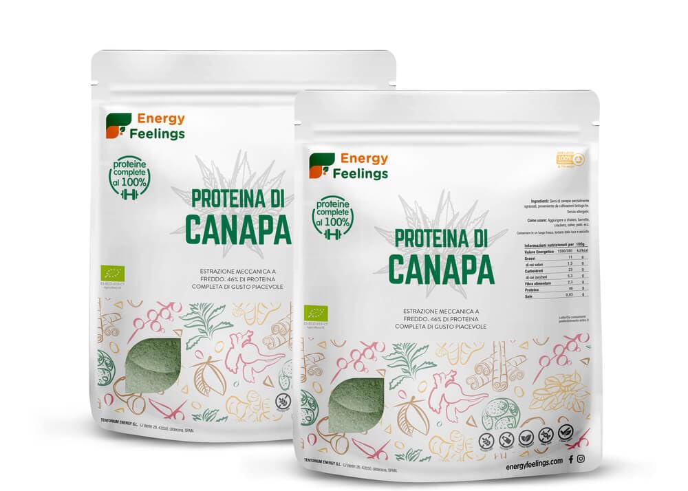 F Energy Feelings Proteine di Canapa in Polvere BIO 1 Kg / 50% Proteine Vegetali / Proteine Vegane per Massa Muscolare e Dimagrire / Senza Zuccheri Aggiunti, Lattosio né Glutine