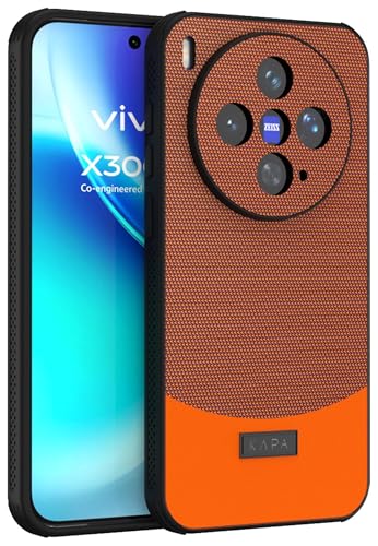Image of KAPA MatrixWoven Grip Back Cover for Vivo X300 5G | Woven Fabric & Leather Hybrid Camera Protection, Shockproof Slim Bumper Case (Brown Orange)