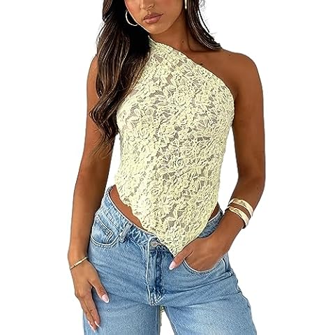 Women's Y2K Lace One Shoulder Cami Top Cover