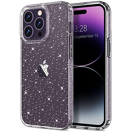 For Iphone 14 Pro Max Case Clear Glitter, Cute Girly Sparkly Bling Phone Case For Women Girls [Sparkle Design] Anti-Scratch Soft Tpu Slim Fit Shockproof Protective Case Cover 6.7" - Clear Glitter #TOP18