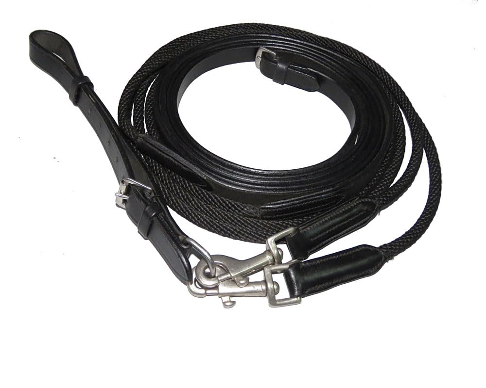 Henri de Rivel Advantage Draw Reins - Rounded Nylon/Leather Snap