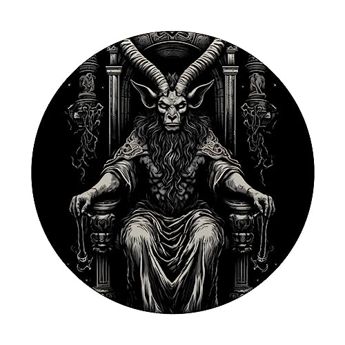 Baphomet Throne Goat Head Satanic Witchcraft Occult PopSockets Swappable PopGrip, Black - Image 3
