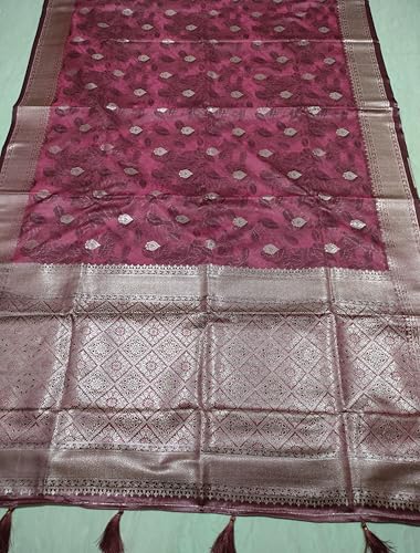 ASIAN CURVES pink banarasi silk saree in katan silk – image 3