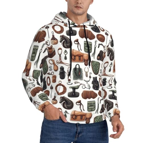 Hoodies For Men - Horse Riding Equipment Print Long Sleeve Casual Men'S Hoodies & Sweatshirts Pullover With Pocket