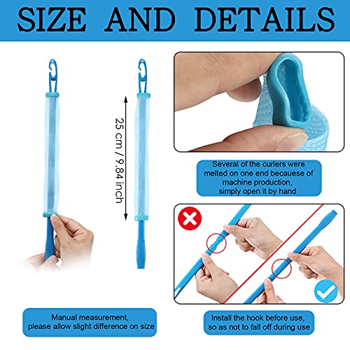 WILLBOND Spiral Curlers 42 Pieces Hair Curler Rollers Kit Includes 40 Pcs 9.84 Inch No Heat Curling Rods in 4 Colors and 2 Pcs Styling Hooks for Hair Supplies