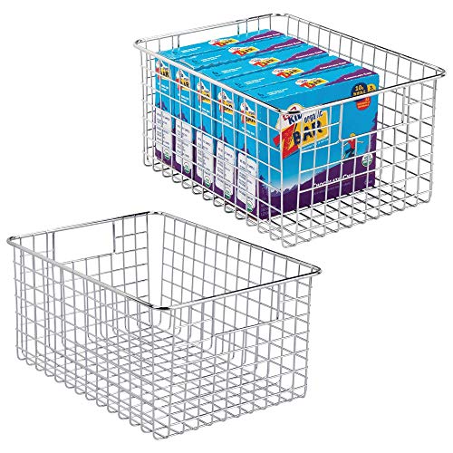 mDesign Farmhouse Decor Metal Wire Food Storage Organizer Bin Basket with Handles