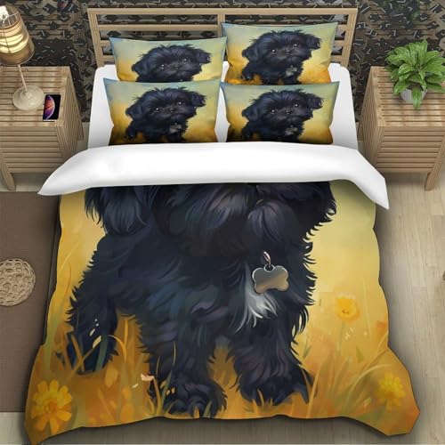 Housse pour couette chiot noir microfiber king linge de lit mignon - 5