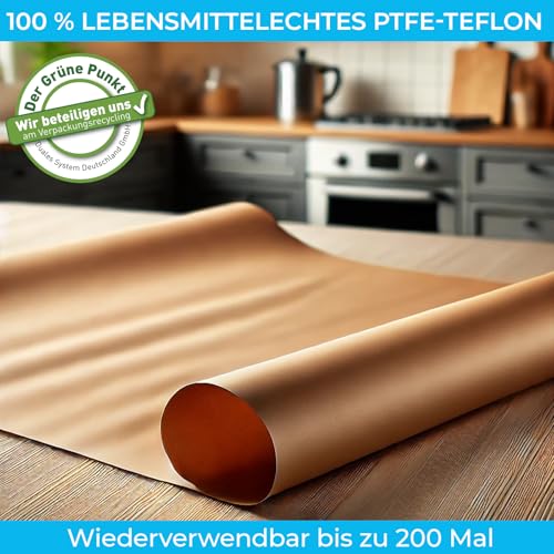 Foto von Dauerbackfolie (8er Set) - Premium Wiederverwendbares Backpapier - Dauerbackmatte für Kastenform und Springform - Hitzebeständig, Zuschneidbar, Antihaftbeschichtet, Spülmaschinenfest (8 Stück)