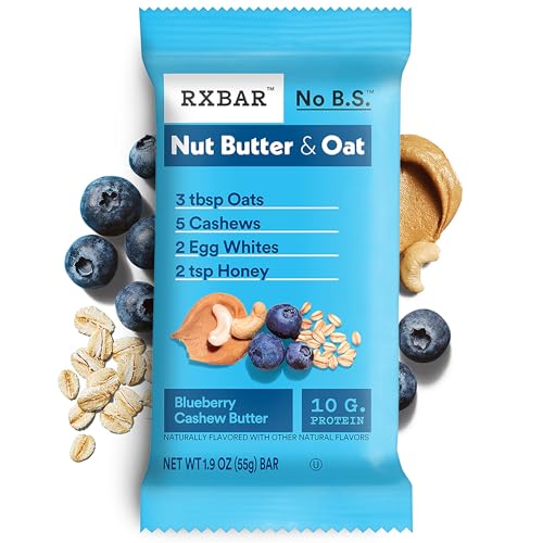 RXBAR Nut Butter and Oat Protein Bars, Protein Snacks, Snack Bars, Blueberry Cashew Butter, 23.2oz Box (12 Bars) - image 8