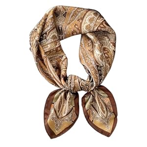 Bruine bandana satijnen doek voor dames, zijdeachtige hoofddoek voor haar, vierkante halsdoek bruin voor dames, zijden doek haar & zijden doek voor dagelijks gebruik, mode, reizen en cadeau-ideeën (70