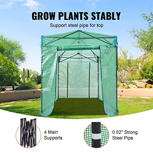 Image of VEVOR Pop Up Greenhouse, 8 x 6 x 7.5 ft Pop-up Green House, Set Up in Minutes, High Strength PE Cover with Doors & Windows and Powder-Coated Steel Frame, Suitable for Planting and Storage, Green
