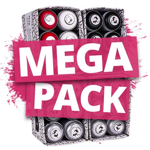 Pack de pintura en aerosol mate para restauración de la calle DYV Graffiti baja presión (24, negro, blanco, azul)