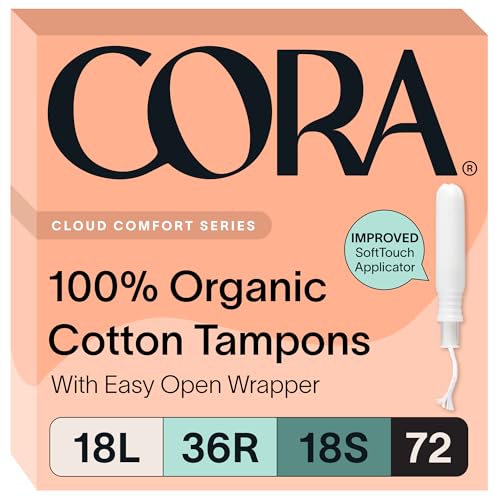 Cora Organic Cotton Tampons Multipack (18 Light 36 Regular 18 Super Tampons)
