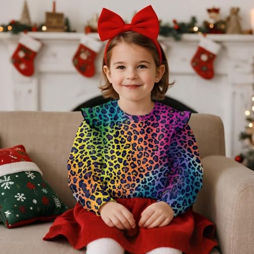 Sweatshirt for Girls 1-8 Ruffle Long Sleeve Sweaters Novelty Graphic Shirt Crewneck Pullover Top Outfits3