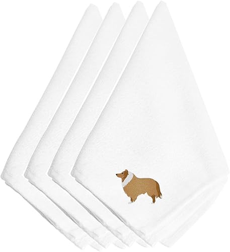 Miniatura 7 de Caroline's Treasures BB3424NPKE - Juego de 4 servilletas bordadas con pastor alemán, lavables, suaves, duraderas, servilletas de mesa para hotel,
