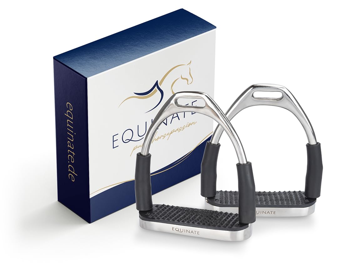 Equinate Sicherheitssteigbügel Fremont 12cm Edelstahl Anti-Rutsch Trittfläche Gummi 2 Stück