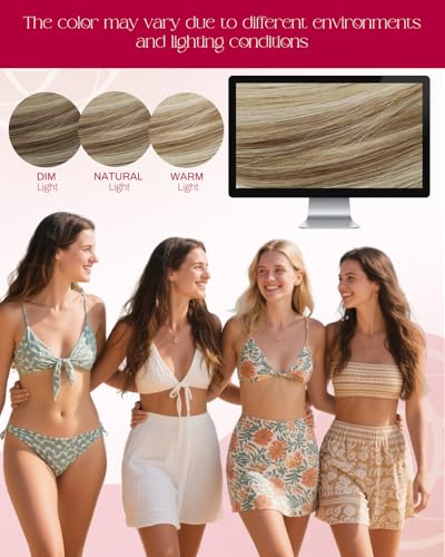 Image of Moresoo Nano Hair Extensions Human Hair, Beige Platinum Blonde, 20 Inch | 50g 50 strands, no-glue ring installation, human hair can be curled or straightened for casual and date-night looks