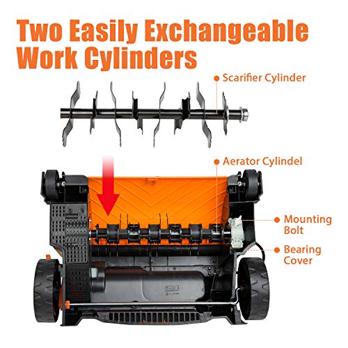 LawnMaster GV1314 Scarifier and Lawn Dethatcher 14-Inch 12.5AMP