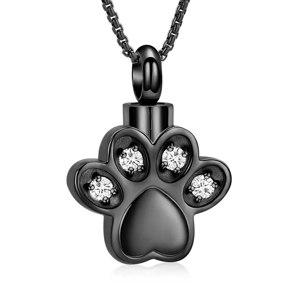 Collier urne funéraire cendres animaux pendentif chien chat noir