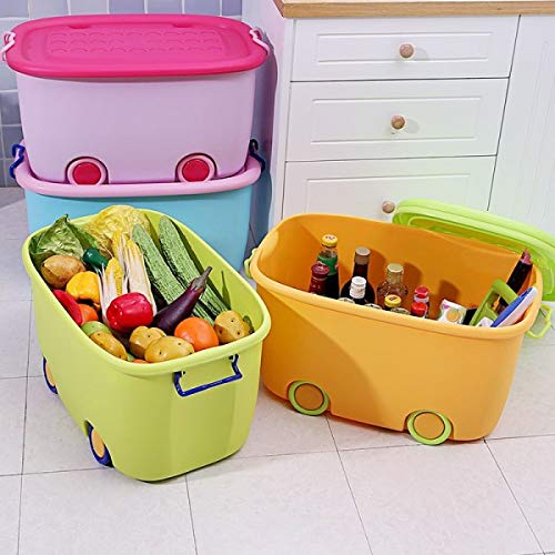 Image of Ash & Roh Multi color Storage Bins with Locking Lids, Handle & Wheels | Stackable Collapsible Storage Box | 25 lit Container Organizer Toy Storage Box. (Pack of 4)