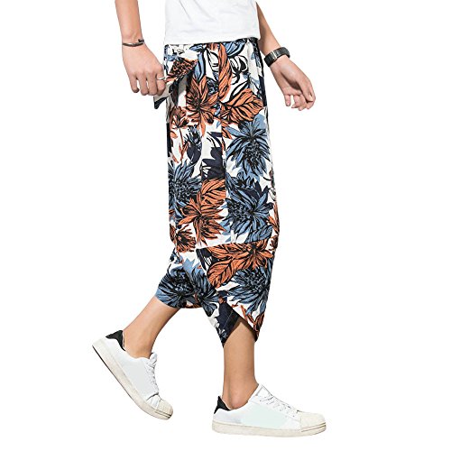 ZooBoo Palazzo Parachute Harem Pants - Thai Cargo Boho Hippie Baggy Buddha Large Pocket Bloomer Trousers (XXL, Blue)