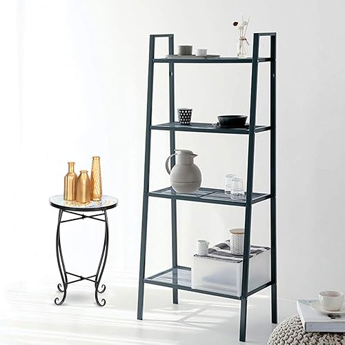 Miniatura 7 de Mesa auxiliar para exteriores, mesa auxiliar de patio, mesa de mosaico al aire libre, mesa de centro redonda para patio, porche, jardín, piscina,