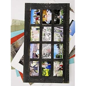 Window style multi frame 12 openings 4x6 display multiframe picture collage photo reclaimed barn wood decorative farmhouse decor rustic family gallery wedding living room in one distressed country  urban country home decor