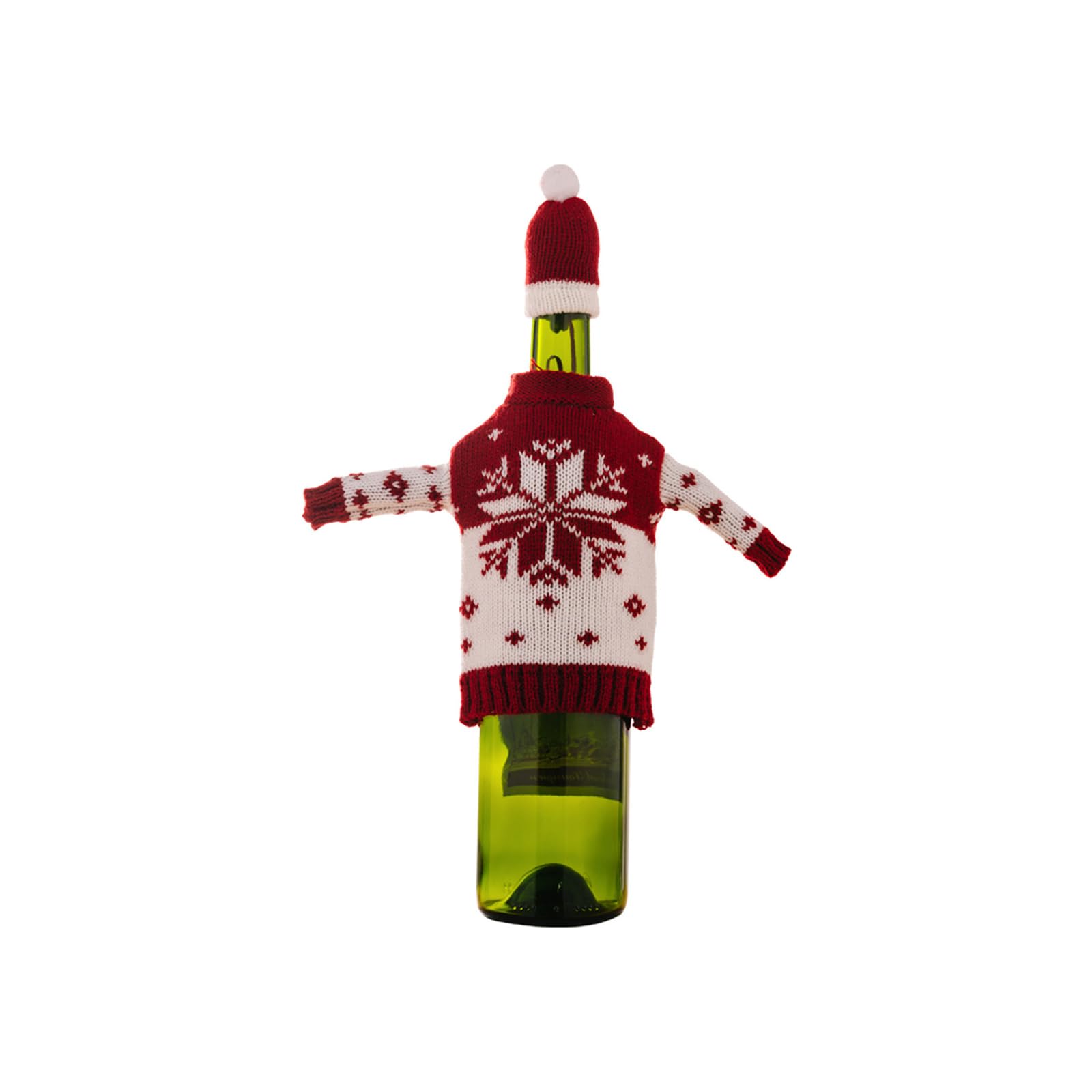 APGLSXY Festival Knitted Bottle Sweater Snowman Pattern Christmas Decoration Practical Wine Cover for Dining Table Arrangements Christmas Sweater Wine Bottle Cover