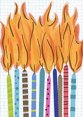 Designer Greetings Colorful Candles with Tall Orange Foil Flames Funny/Humorous Birthday Card