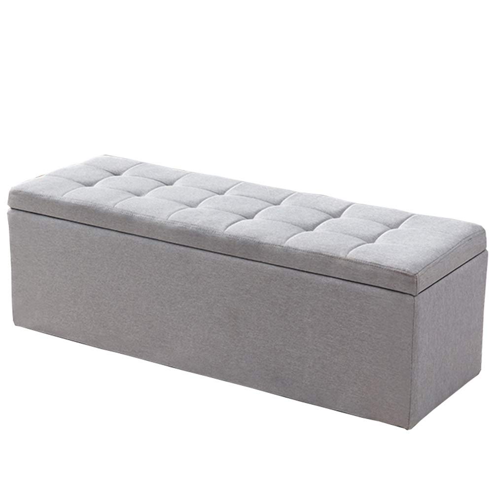 Banc à chaussures en tissu gris de 80cm pour rangement de salon et entrée