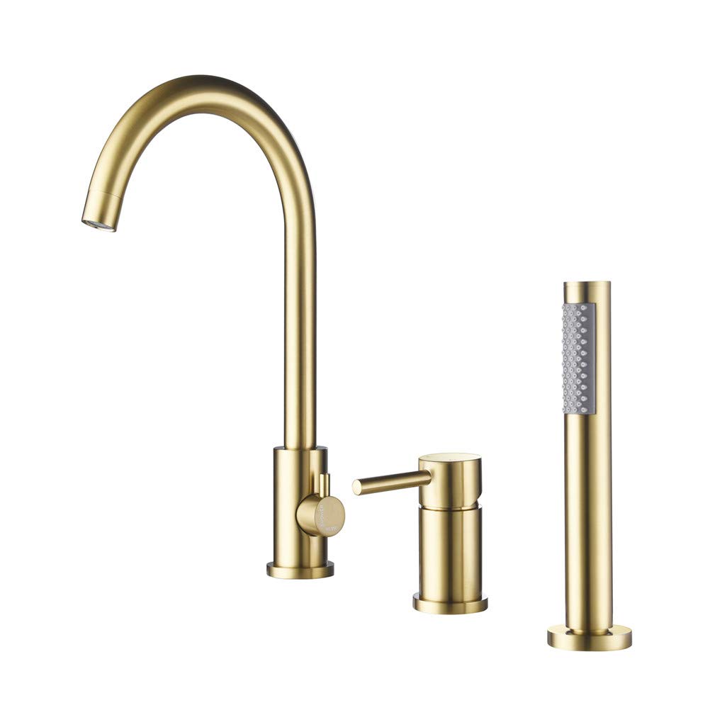 Robinet de baignoire 3 trous or pour une salle de bains moderne