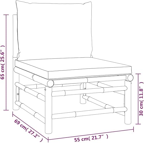 Miniatura 9 de Juego de 8 piezas para patio con cojines verdes de bambú, muebles seccionales, juego de muebles de patio al aire libre, sofá de jardín, juego de