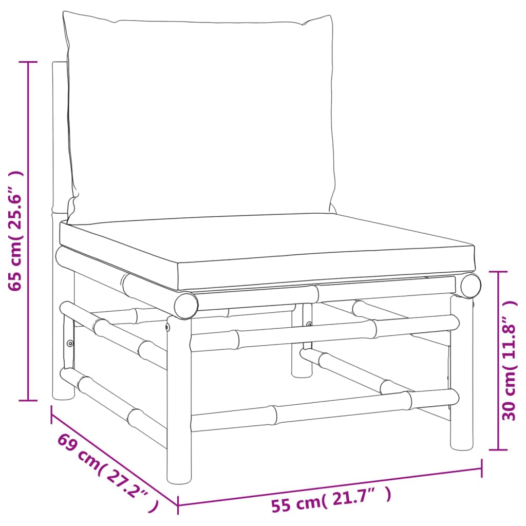 vidaXL Salon de Jardin 7 pcs avec Coussins Taupe Bambou, Ensemble de Salon, Ensemble de Salon extérieur, Ensemble de mobilier d'extérieur