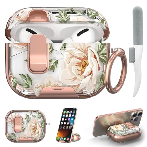 Image of for Apple AirPods Pro 3 Case 2025 with Safety Lock & Foldable Phone Stand | Double Drop Protection,Two-Piece Design, Airpod Pro 3 Case with Keychain & Cleaner Kit, Support Wireless Charging, Nude Rose