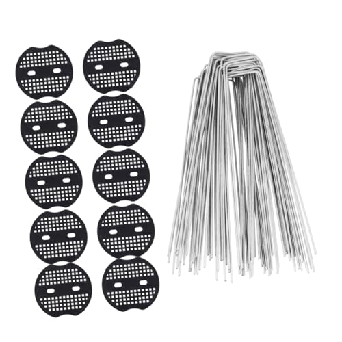 lurrose 50個 園芸用品釘 字型固定ピン バッファーワッシャー付き 防草 人工芝 ターフ保護用 地面くぎ 園芸用安定固定ペグ