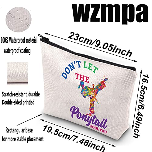WZMPA Karate Girl Cosmetic Makeup Bag Karate Lovers Gift Dont Let The Ponytail Fool You Martial Arts Zipper Pouch For Women Girls (Ponytail Fool You) - Image 2