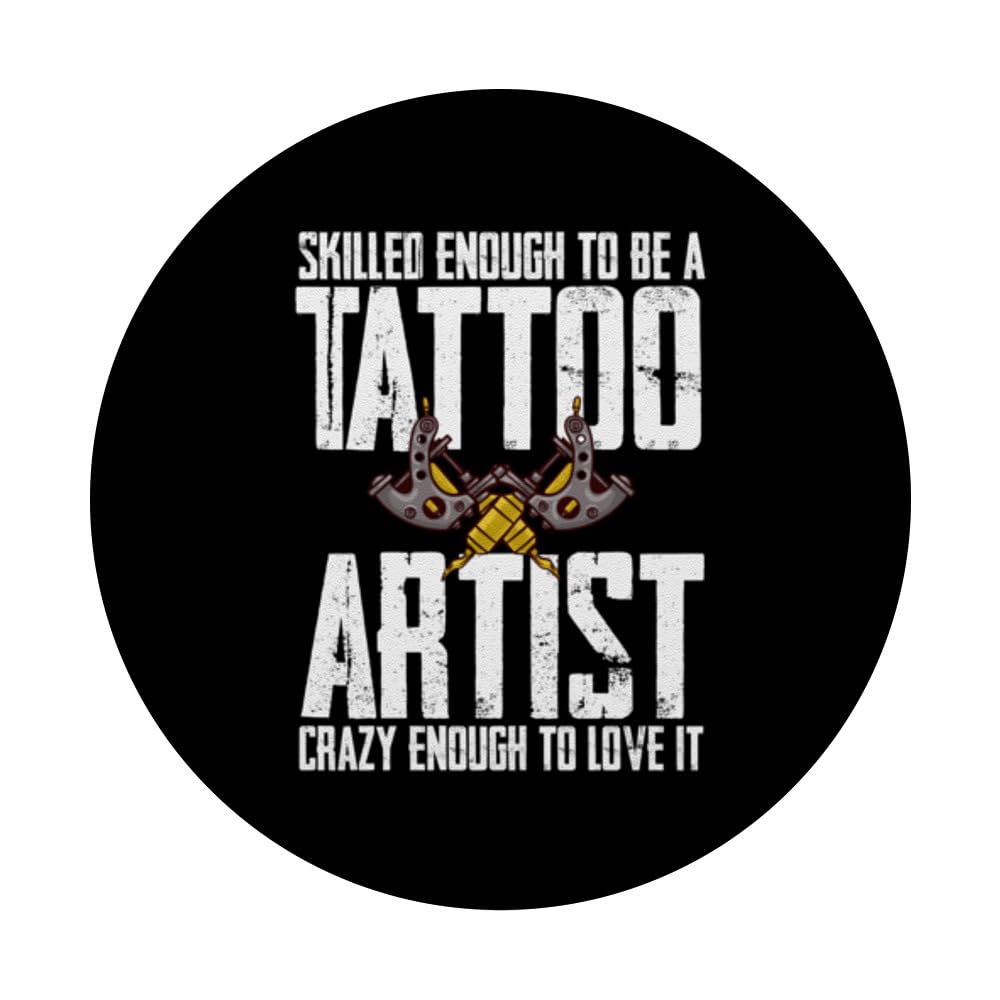 Tattoo Artist Professional Artistic Tattooist Tattoing PopSockets Swappable PopGrip, Black - Image 3