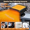 Portable Car Heater for Vehicle, 12V Car Heater Portable( Plugs into Cigarette Lighter), Portable Heater for Car, 360° Rotatable Car Defroster Windshield Heater (1) #1