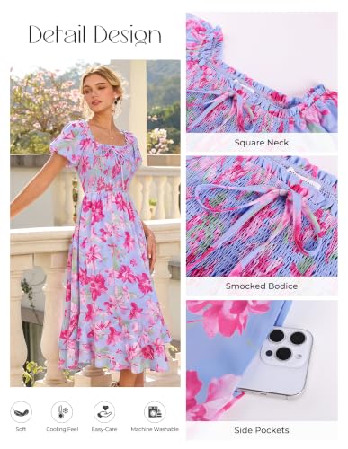 Image of GRACE KARIN Womens Summer Floral Maxi Dress 2026 Flowy Wedding Guest Dress A Line Boho Dresses Fashion Clothing with Pockets