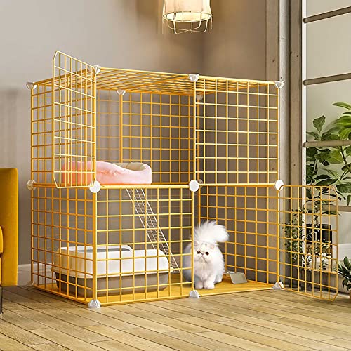 屋外用キャットハウス 猫用クレート 猫用プレイペン 猫用囲い ペットケージ ペット用プレイペン 犬小屋 クレート 大型運動場 1〜4匹の猫に最適(単色 75x39x73cm)
