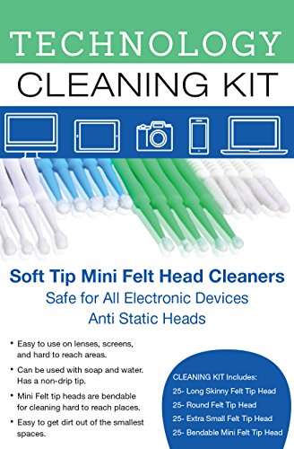 100 Variety Pack Phone Brush Cleaning Kit With Bendable Mini Soft Round Cotton and Felt Tip Brushes, Clean Phone, Tablet, Laptop, or Computer, 4 different size heads, by KC Republic Smartphone Brushes