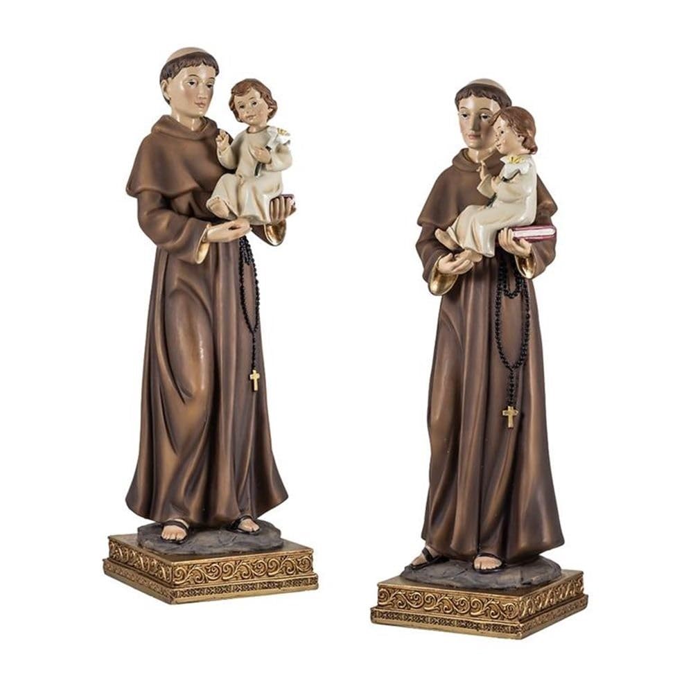 San Antonio de Padua Figura Religiosa 32 cm. Imagen Resina Detalle niño peana