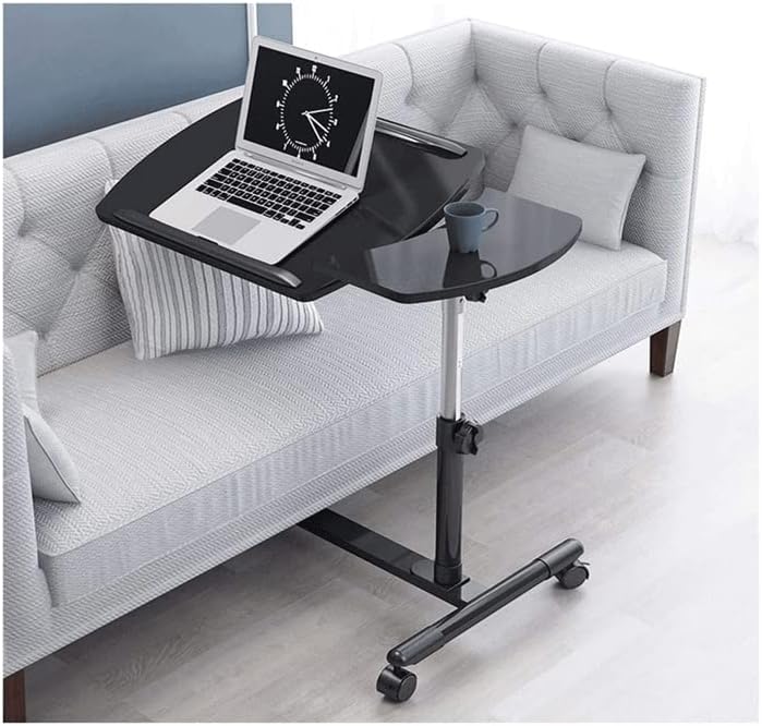Overbed Table Portable Laptop Desk Pad Rolling Computer Stand with