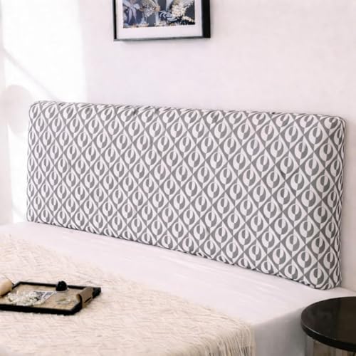 Image of HOMETHREADS Stretchable Lycra /Velvet Bed Cover | Soft, Dust-Proof & Wrinkle-Resistant Bed Back Protector | Fits Leather, Wooden & Fabric Bedsides (Grey, 205x70Cm)