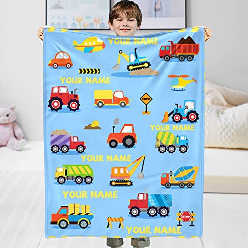 Kuscheldecke Personalisierte Geschenke für Kinder Jungen Mädchen Baby, Personalisierte Kinderdecke mit Name und Motivfarbe, Super Weiche Fleecedecke Wohndecke Ideal für Geburtstag (LKW 02) Cover
